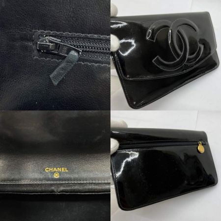  CHANEL シャネル 長財布　エナメル　ブラック　黒　ココマーク 4956722