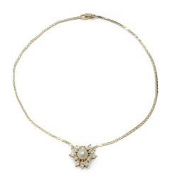 ◆◆ Christian Dior クリスチャンディオール ネックレス　アンティーク　パール　花モチーフ Aランク