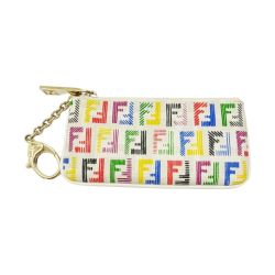 ◆◆ FENDI フェンディ コインケース　ズッキーノ　 8AP005 ホワイト/マルチ Cランク