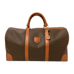 ◆◆ CELINE セリーヌ マカダム ボストンバッグ　50㎝　パドロック付　 ブラウン系 Bランク