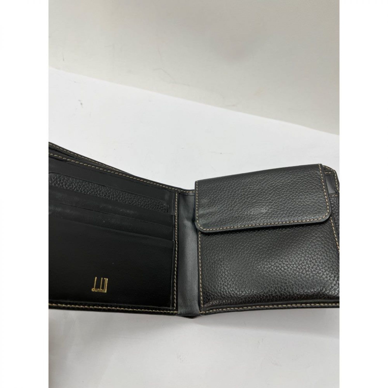 中古】 dunhill ダンヒル 二つ折り 財布 ブラック レザー 型押し