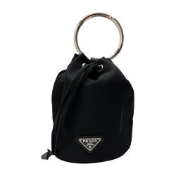 ◆◆ PRADA プラダ ポーチ　ハンドバッグ　巾着型　ナイロン 1N0369 ブラック Aランク