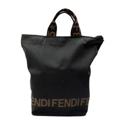 ◆◆ FENDI フェンディ トートバッグ　ナイロン　ブラック　ロゴ Cランク