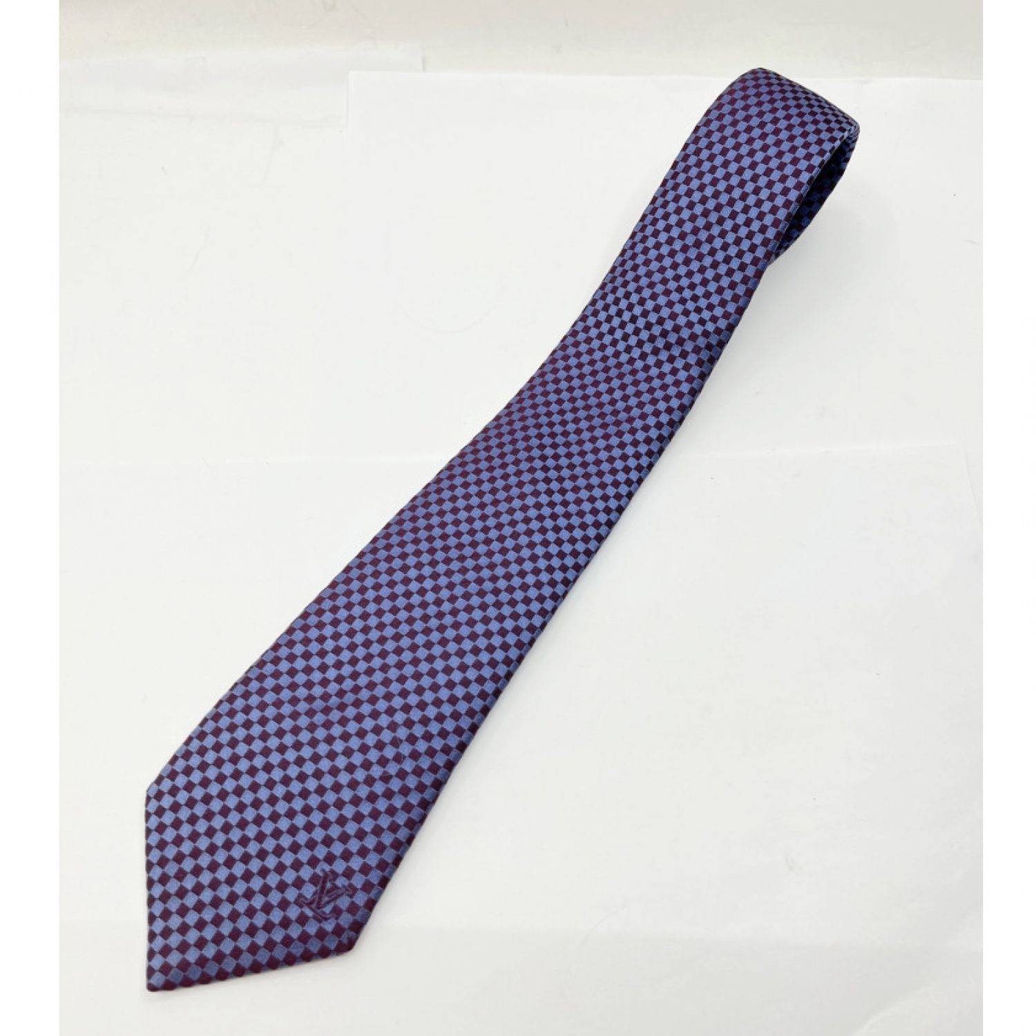 美品 ルイヴィトン イタリア製 ネクタイ 薄手 マイクロダミエ