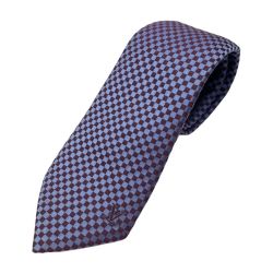 ◆◆ LOUIS VUITTON ルイヴィトン マイクロダミエ　ネクタイ　シルク100% パープル Bランク