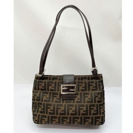  FENDI フェンディ ズッカ ハンドバッグ 布袋付 ブラウン系