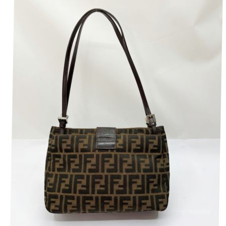  FENDI フェンディ ズッカ ハンドバッグ 布袋付 ブラウン系