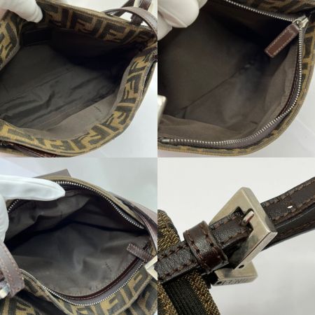  FENDI フェンディ ズッカ ハンドバッグ 布袋付 ブラウン系