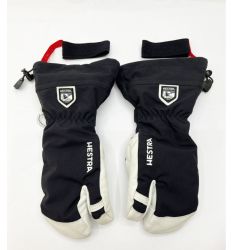 ◆◆ HESTRA へストラ スキー スノーボード　グローブ　サイズ8　ミトン ナイロン/レザー 黒×白 Bランク