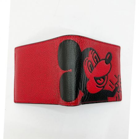  COACH コーチ 2つ折り財布　MICKEY MOUSE Keith Haring レッド×ブラック