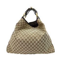 ◆◆ GUCCI グッチ GG キャンバス ホースビット ラージ ホーボー バッグ 114900 ベージュ×ブラウン Bランク