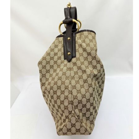  GUCCI グッチ GG キャンバス ホースビット ラージ ホーボー バッグ 114900 ベージュ×ブラウン