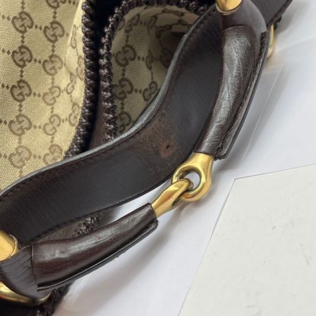  GUCCI グッチ GG キャンバス ホースビット ラージ ホーボー バッグ 114900 ベージュ×ブラウン