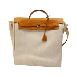 ◆◆ HERMES エルメス バッグ トートバッグ エールバッグ  オレンジ×ベージュ Cランク