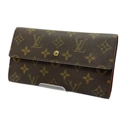 ◆◆ LOUIS VUITTON ルイヴィトン 3つ折り長財布 モノグラム ポルト トレゾール インターナショナル M61215 ブラウン系 Bランク