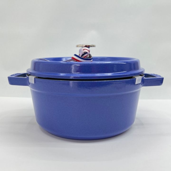 STAUB ストウブ ピコ ココット ラウンド 両手鍋 ほうろう 22cm 2.6L IH対応 ブルーベリー｜中古｜なんでもリサイクルビッグバン