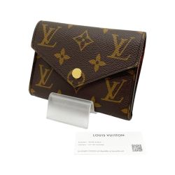 ◆◆ LOUIS VUITTON ルイヴィトン モノグラム ポルトフォイユ・ヴィクトリーヌ 3つ折り財布 イニシャル入 M62472 ブラウン Aランク