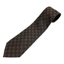 ◆◆ LOUIS VUITTON ルイヴィトン ネクタイ シルク ダミエ柄 ブラウン Bランク