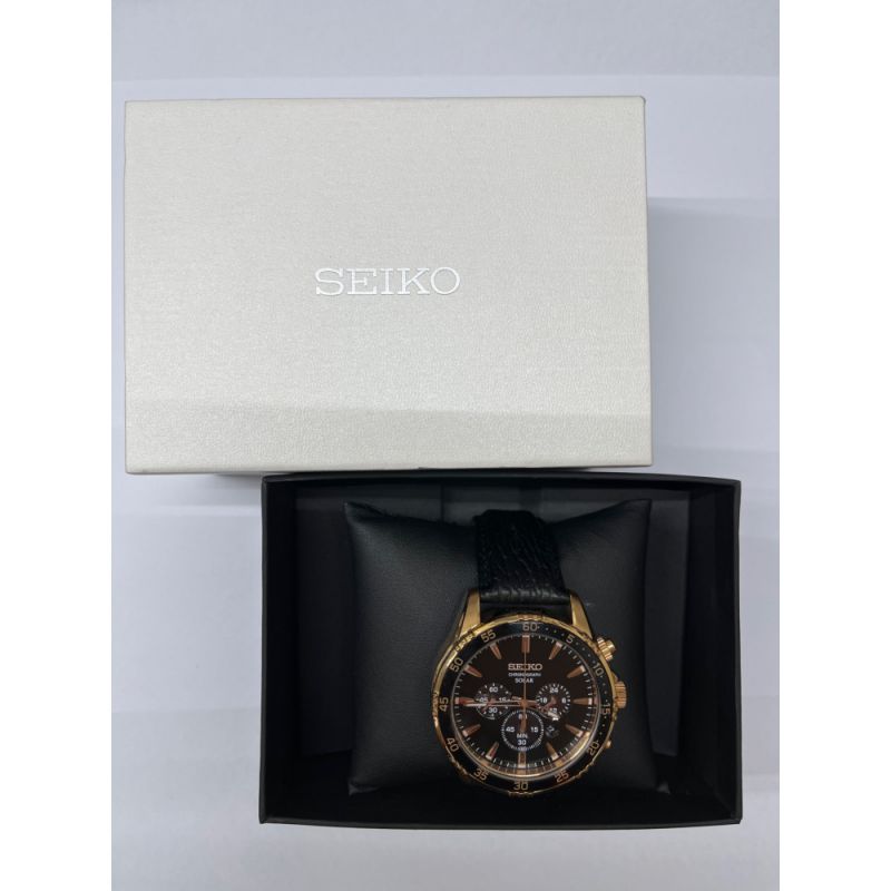 中古】 SEIKO セイコー 腕時計 クロノグラフ ソーラー 黒文字盤 V175 