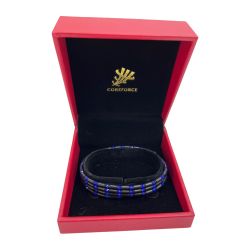 ◆◆ コアフォース ヘマタイト鉱石　磁石　ブレスレット　コアフォースループ70cm 青　ラピスラズリ　CFL70 ブラック Aランク