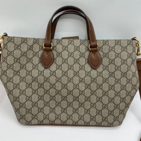  GUCCI グッチ GGスプリーム　ビー トートバッグ　ショルダーバッグ 473887 ブラウン