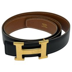 ◆◆ HERMES エルメス Hベルト　ⓧ1994年 ブラック×ゴールド Bランク
