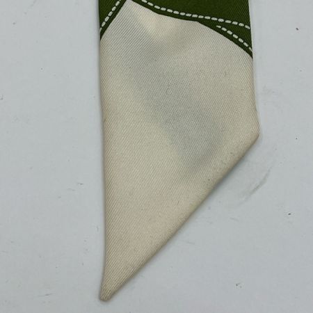  HERMES エルメス ツイリー リボンスカーフ  ベージュ×グリーン