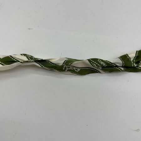  HERMES エルメス ツイリー リボンスカーフ  ベージュ×グリーン