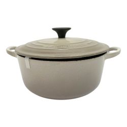 ◆◆ LE CREUSET ルクルーゼ 両手鍋 ホウロウ 20cm IH対応 ライトグレー Bランク
