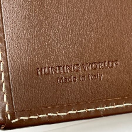  HUNTING WORLD ハンティングワールド 二つ折り 長財布 キャンバス レザー カーキ×ブラウン