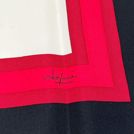  HERMES エルメス スカーフ ネコ6匹 シルク100% レッド×ブラック