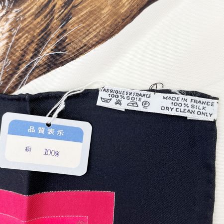  HERMES エルメス スカーフ ネコ6匹 シルク100% レッド×ブラック