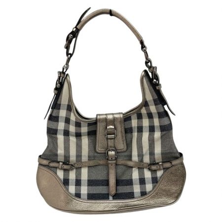  BURBERRY バーバリー バッグ ワンショルダー ライトグレー x シルバー