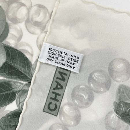  CHANEL シャネル シルクスカーフ グリーン花柄 グリーン花柄