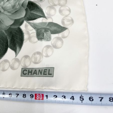  CHANEL シャネル シルクスカーフ グリーン花柄 グリーン花柄