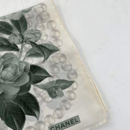  CHANEL シャネル シルクスカーフ グリーン花柄 グリーン花柄