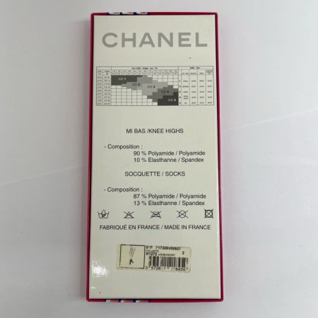  CHANEL シャネル 靴下 ソックス 透け ピンク×カーキ x カーキ