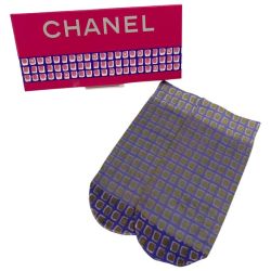 ◆◆ CHANEL シャネル 靴下 ソックス 透け カーキ x パープル Aランク
