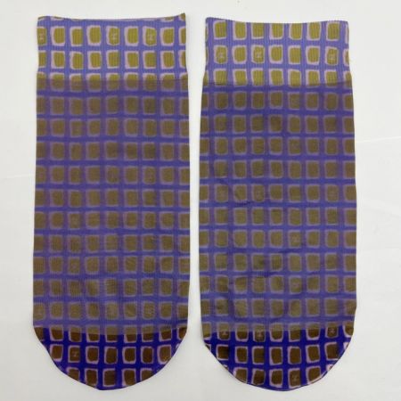  CHANEL シャネル 靴下 ソックス 透け カーキ x パープル