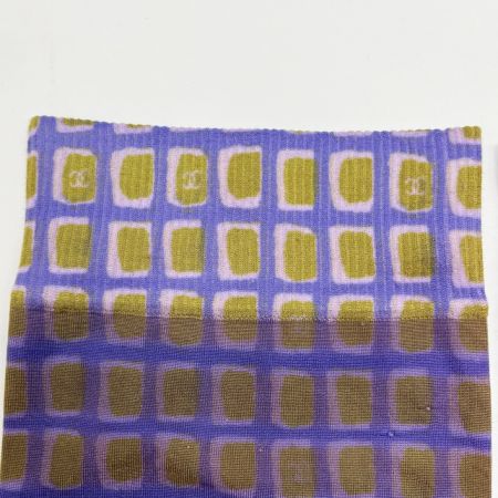  CHANEL シャネル 靴下 ソックス 透け カーキ x パープル
