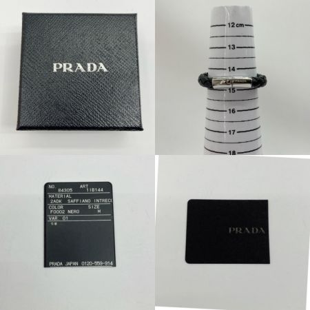  PRADA プラダ バングル ブレスレット サフィアーノカーフレザー 編み込み 84305/1IB144 ブラック