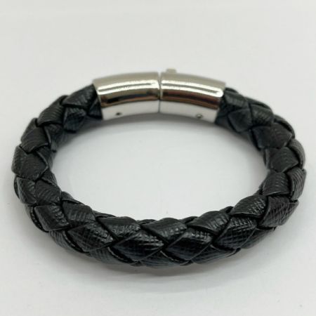  PRADA プラダ バングル ブレスレット サフィアーノカーフレザー 編み込み 84305/1IB144 ブラック