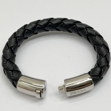  PRADA プラダ バングル ブレスレット サフィアーノカーフレザー 編み込み 84305/1IB144 ブラック