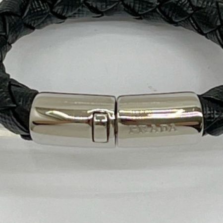  PRADA プラダ バングル ブレスレット サフィアーノカーフレザー 編み込み 84305/1IB144 ブラック