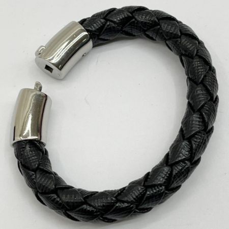  PRADA プラダ バングル ブレスレット サフィアーノカーフレザー 編み込み 84305/1IB144 ブラック