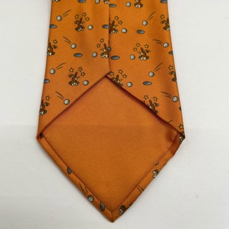  HERMES エルメス ネクタイ ウサギ ゴルフボール オレンジ