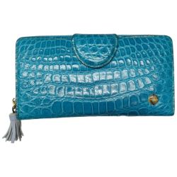 ◆◆ CIVINILE チビナイル 長財布 ラウンドファスナー クロコダイル スカイブルー Bランク