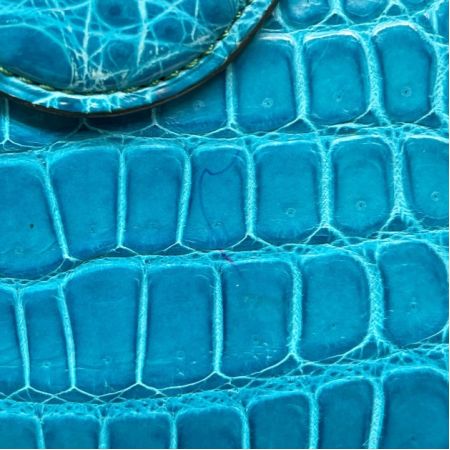  CIVINILE チビナイル 長財布 ラウンドファスナー クロコダイル スカイブルー