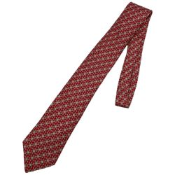 ◆◆ HERMES エルメス ネクタイ シルクネクタイ 花柄 レッド Bランク