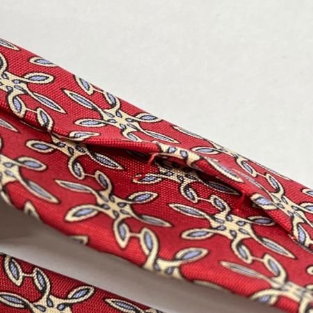  HERMES エルメス ネクタイ シルクネクタイ 花柄 レッド